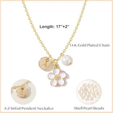 Flower Girl Proposal Necklace, Flower Girl Gift Jewelry,14K Gold Plated Initial M Pendant Necklace On Wedding Day, Thank You for Being Our Flower Girl Jewelry Gifts Proposal from Bride（M）