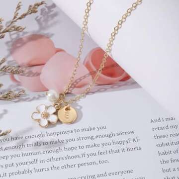 Flower Girl Proposal Necklace, Flower Girl Gift Jewelry,14K Gold Plated Initial M Pendant Necklace On Wedding Day, Thank You for Being Our Flower Girl Jewelry Gifts Proposal from Bride（M）