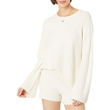 The Drop Women's Alice Crewneck Stylish Sweater in White