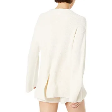 The Drop Women's Alice Crewneck Stylish Sweater in White