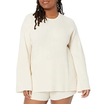 The Drop Women's Alice Crewneck Stylish Sweater in White