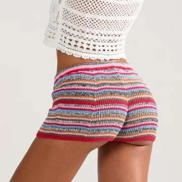 Y2K Striped Knit Shorts for Women - Comfortable & Stylish