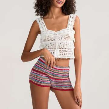 Y2K Striped Knit Shorts for Women - Comfortable & Stylish