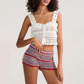 Y2K Striped Knit Shorts for Women - Comfortable & Stylish