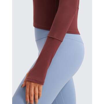 CRZ YOGA Women's Cropped Long Sleeve Workout Top