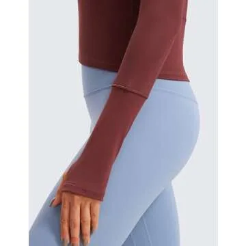 CRZ YOGA Women's Cropped Long Sleeve Workout Top