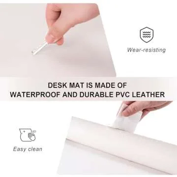 Leather Desk Pad Protector,Non-Slip Desk Pad,on-Slip PU Leather Large Mouse Pad,Easy Clean Desk Protecor Mat,Writing Pad for Office Work/Home/Decor(Off White, 31.5" x 15.7")