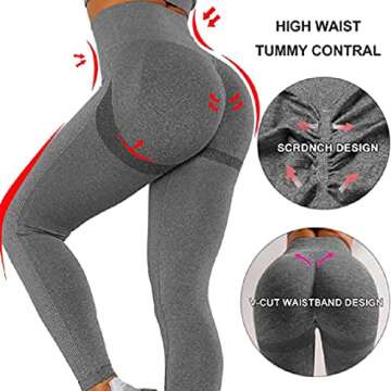 OQQ Women's 2 Piece Butt Lifting Yoga Legging Workout High Waist Tummy Control Ruched Booty Pant, Grey Avocadogreen, Large