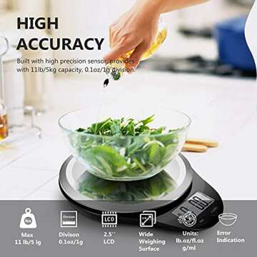 NUTRI FIT Digital Kitchen Scale with Wide Stainless Steel Platefrom High Accuracy Multifunction Food...