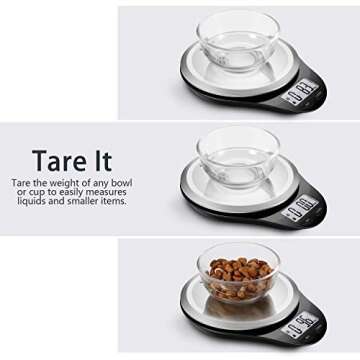 NUTRI FIT Digital Kitchen Scale with Wide Stainless Steel Platefrom High Accuracy Multifunction Food Weight Scale LCD Display for Baking Cooking Max 11lb, Tare & Auto Off Function Hang to Stow - Black