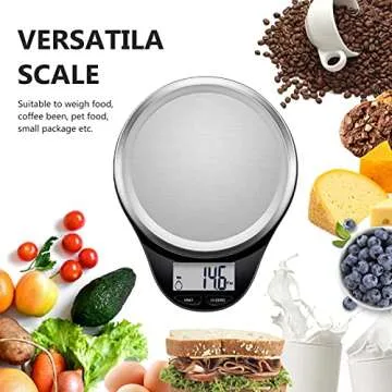 NUTRI FIT Digital Kitchen Scale with Wide Stainless Steel Platefrom High Accuracy Multifunction Food Weight Scale LCD Display for Baking Cooking Max 11lb, Tare & Auto Off Function Hang to Stow - Black