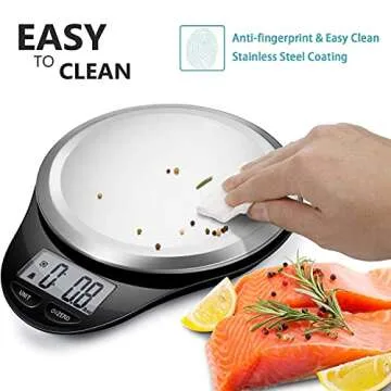 NUTRI FIT Digital Kitchen Scale with Wide Stainless Steel Platefrom High Accuracy Multifunction Food Weight Scale LCD Display for Baking Cooking Max 11lb, Tare & Auto Off Function Hang to Stow - Black