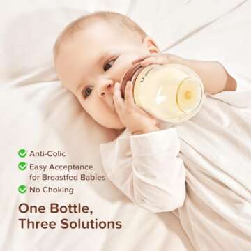 Thyseed Natural Anti-Colic Baby Bottles for Newborns and Infants