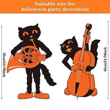 Geolet 8 Pieces Vintage Halloween Cutouts Vintage Cat Cutouts Black Halloween Cat Paper Cutouts Halloween Cutouts Decorations with 40 Pieces Glue Point Dots for Halloween Party