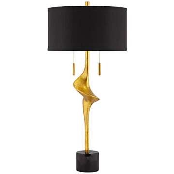 Possini Euro Design Athena Mid Century Modern Buffet Table Lamp 35 1/2" Tall Skinny Sculptural Gold ...