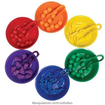 edxeducation Sorting Bowls & Tweezers - Set of 12 - 18m+ - 6 Colors - Counting and Sorting Toy for Toddlers - Early Math and Fine Motor Skills