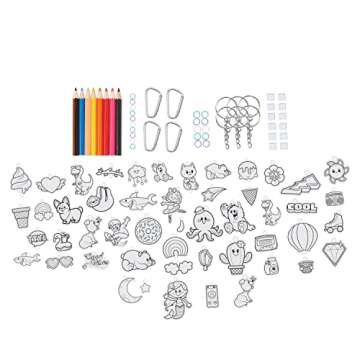 Shrinky Dinks Backpack Decor Set, 50 Pre-Cut Shrinky Dinks, Kids Arts and Crafts Activity Set, Kids Toys for Ages 5 Up, Amazon Exclusive by Just Play