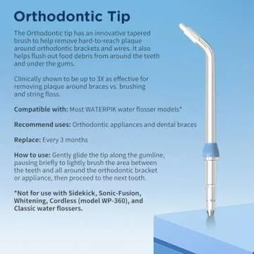 Replacement Heads for Waterpik – 6 Orthodontic Tips Included