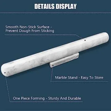 Premium HESHIBI Marble Rolling Pin for Perfect Dough Rolling
