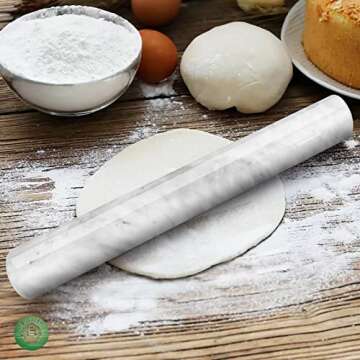 Premium HESHIBI Marble Rolling Pin for Perfect Dough Rolling