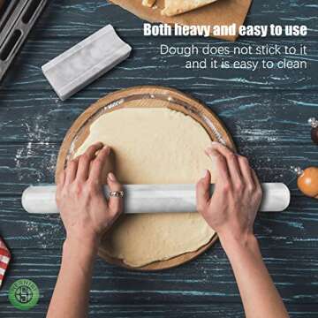 Premium HESHIBI Marble Rolling Pin for Perfect Dough Rolling