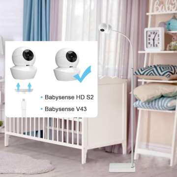 Baby Monitor Floor Stand Holder Compatible with Infant Optics DXR-8 Pro,Nanit Pro & Flex Stand,Babysense HDS2/V43，Also Cameras with 1/4 Thread Connection 67" Adjustable Height Baby Monitor Floor Stand