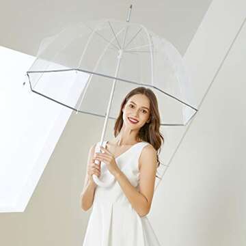 Kung Fu Smith Bubble Clear Umbrella for Weddings, Bulk Large Adult Transparent Umbrella Windproof Do...