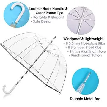 Kung Fu Smith Bubble Clear Umbrella for Weddings, Bulk Large Adult Transparent Umbrella Windproof Dome Rain Bubble Umbrella