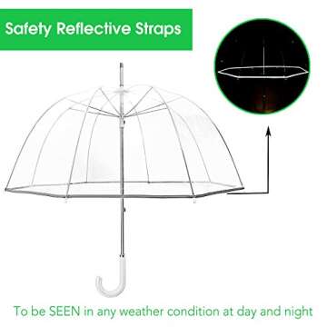 Kung Fu Smith Bubble Clear Umbrella for Weddings, Bulk Large Adult Transparent Umbrella Windproof Dome Rain Bubble Umbrella