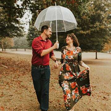 Kung Fu Smith Bubble Clear Umbrella for Weddings, Bulk Large Adult Transparent Umbrella Windproof Dome Rain Bubble Umbrella