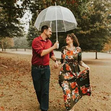 Kung Fu Smith Bubble Clear Umbrella for Weddings, Bulk Large Adult Transparent Umbrella Windproof Dome Rain Bubble Umbrella