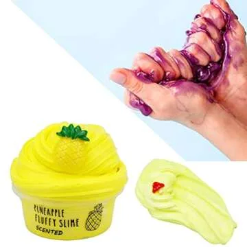 Mini Butter Slime Kit Scented Fruit Slime, Soft Non-Sticky Stress Relief Party Favor Putty Toy for Kids Teens (Green Leaves, 60ml)