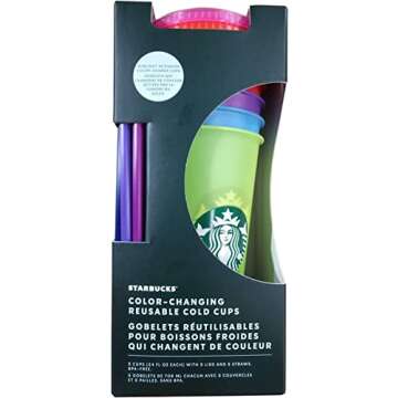 Starbucks Summer 2022 Color Change Venti Cold Cups with Straws (24oz, Pack of 5)