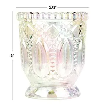 Koyal Wholesale Vintage Glass Candle Holder (Pack of 6), 3 x 2.75 (Iridescent)