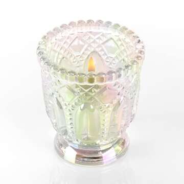 Koyal Wholesale Vintage Glass Candle Holder (Pack of 6), 3 x 2.75 (Iridescent)