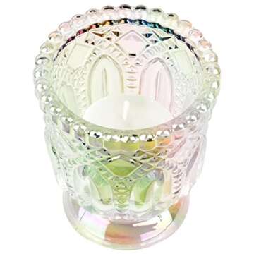 Koyal Wholesale Vintage Glass Candle Holder (Pack of 6), 3 x 2.75 (Iridescent)