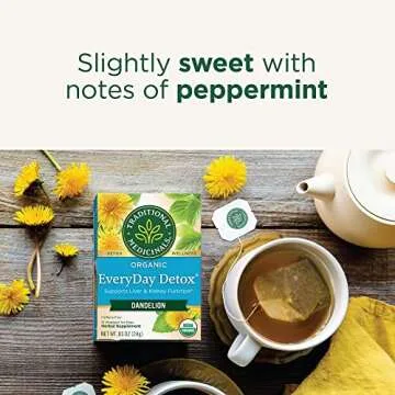 Traditional Medicinals Tea, Organic EveryDay Detox Dandelion, Supports Healthy Liver & Kidney Function, Detox, 16 Tea Bags