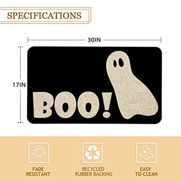 Roszwtit Halloween Doormat 30x17 Inch Non-Slip Rubber Mat