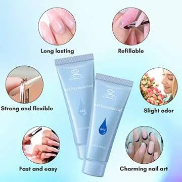 Makartt Blue Poly Nail Gel Kit Hard Gel 4 Cool Colors Gel Builder Starter Kit for Nail Extension Enhancement Slip Solution Dual Forms Base Top Coat All in One Gel Manicure Kit