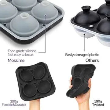 Large Ice Cube Tray, 2 Inches Big Cubes & 2.5 Inches Sphere Whiskey Ice Cube Mold with Lid, Reusable...