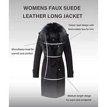 Women's Faux Suede Leather Jacket Fleece Lined Winter Coat