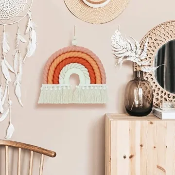 NIXX YU Macrame Rainbow Wall Hanging for Nursery Decor