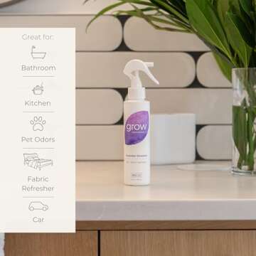 Grow Fragrance - Certified 100% Plant Based Air Freshener + Fabric Freshener Spray, Made With All Natural Essential Oils, Lavender Scent, 5 oz.