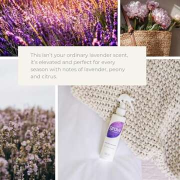 Grow Fragrance - Certified 100% Plant Based Air Freshener + Fabric Freshener Spray, Made With All Natural Essential Oils, Lavender Scent, 5 oz.