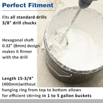 CHILI Tools Drywall Mixer, Paint Mixer for Drill, Drill Mixer Attachment in 1 to 5 gallon buckets, f...