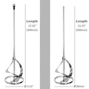 CHILI Tools Drywall Mixer, Paint Mixer for Drill, Drill Mixer Attachment in 1 to 5 gallon buckets, fits all standard drills, Dia. 3-1/8 Inch (80mm) / 15-3/4 Inch Length (Nickel Plated), Made In Taiwan