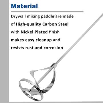 CHILI Tools Drywall Mixer, Paint Mixer for Drill, Drill Mixer Attachment in 1 to 5 gallon buckets, fits all standard drills, Dia. 3-1/8 Inch (80mm) / 15-3/4 Inch Length (Nickel Plated), Made In Taiwan