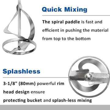 CHILI Tools Drywall Mixer, Paint Mixer for Drill, Drill Mixer Attachment in 1 to 5 gallon buckets, fits all standard drills, Dia. 3-1/8 Inch (80mm) / 15-3/4 Inch Length (Nickel Plated), Made In Taiwan