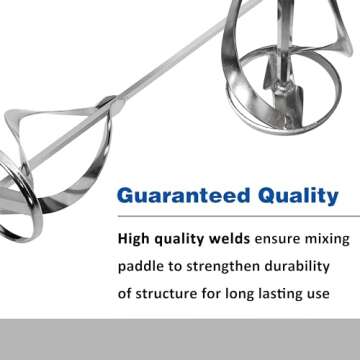 CHILI Tools Drywall Mixer, Paint Mixer for Drill, Drill Mixer Attachment in 1 to 5 gallon buckets, fits all standard drills, Dia. 3-1/8 Inch (80mm) / 15-3/4 Inch Length (Nickel Plated), Made In Taiwan