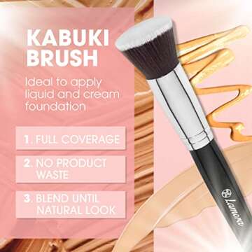 Foundation Blush Powder Brush Set - Eyeshadow Kabuki Brushes, 6 Piece Essential Makeup Brush Kit - Top Choice Premium Quality Synthetic Bristles